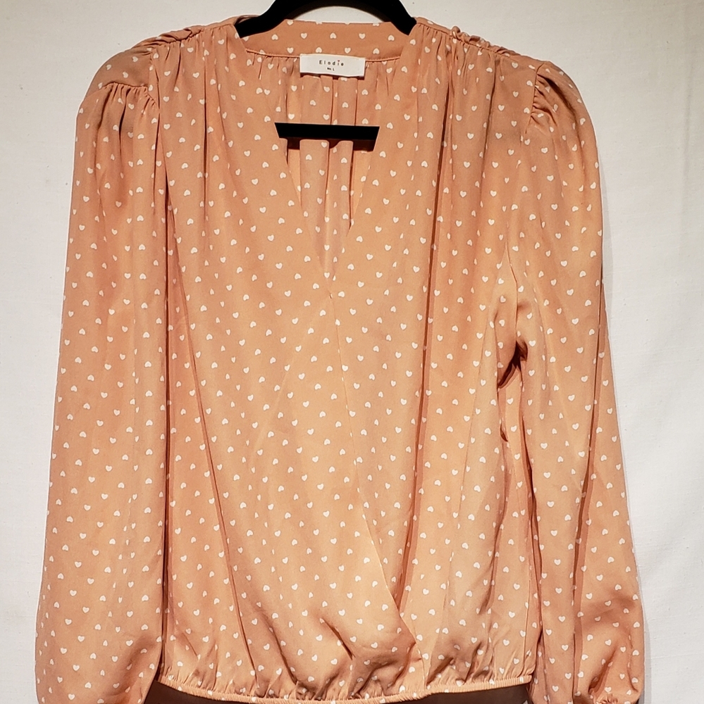 ELODIE LONGSLEEVE DRAPE BLOUSE SIZE LARGE